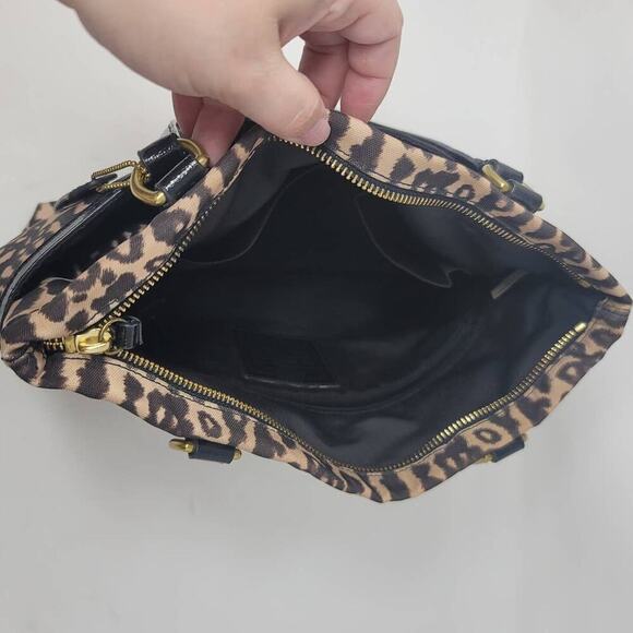 Coach Ocelot Leopard Animal Print Canvas Tote Bag Handbag Purse Tan Brown - Picture 8 of 10